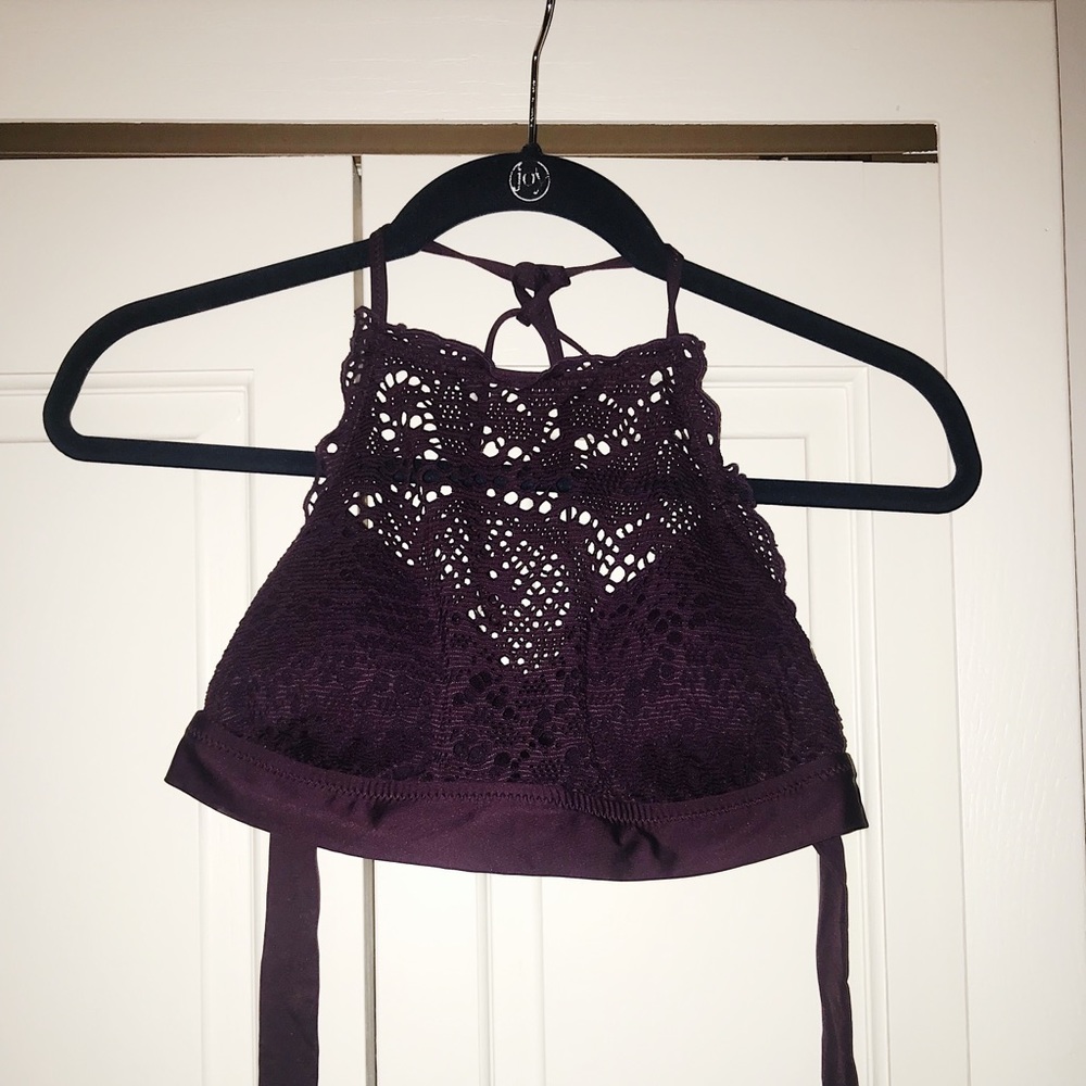 Purple lace halter swim top & bottom